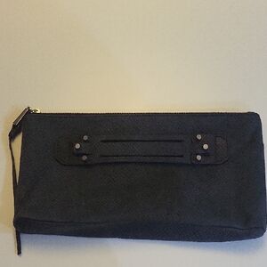 She+Lo Next Chapter Women's Leather Clutch Black With Silver Hardware